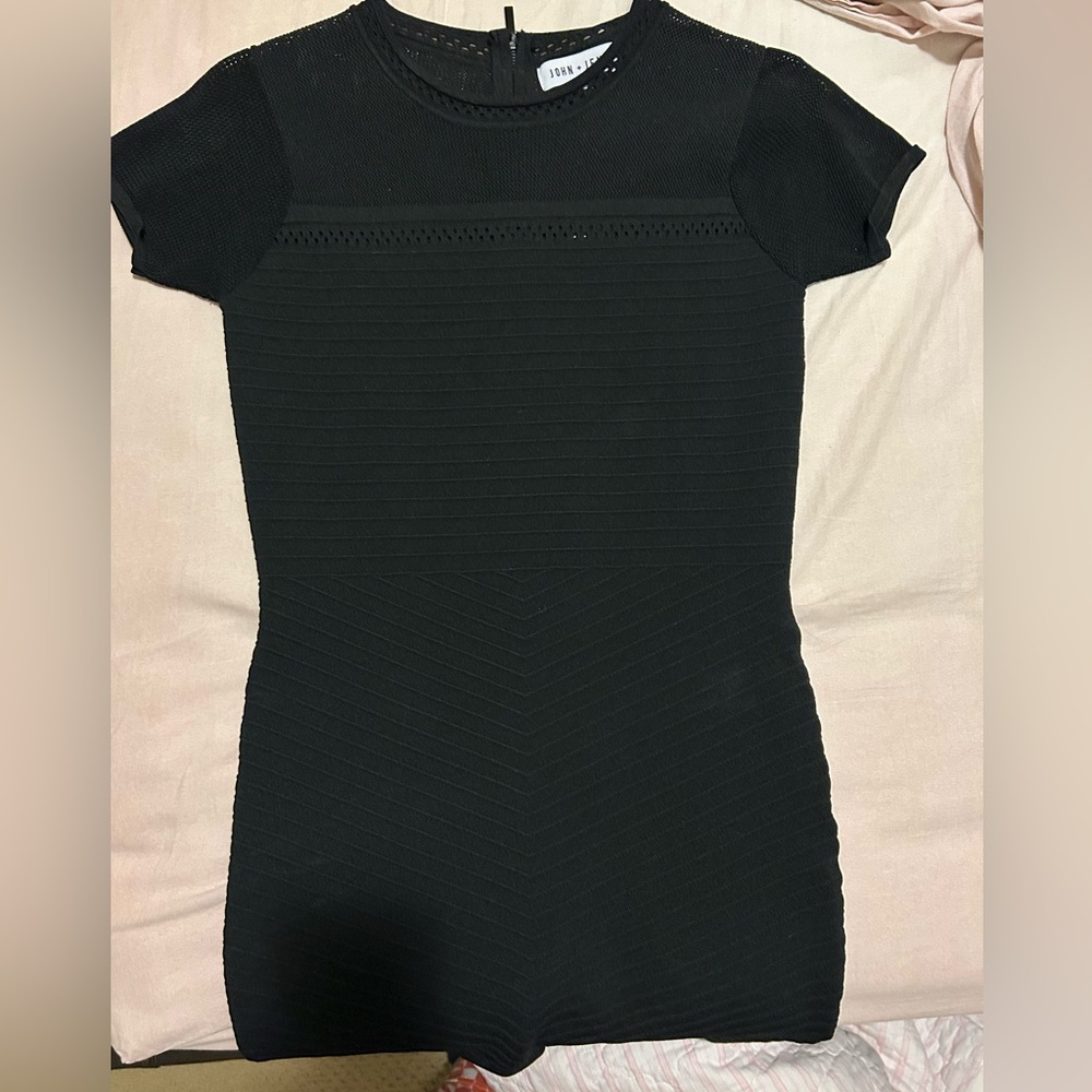John + Jenn Black Textured Knit Dress